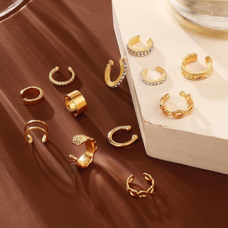 IFKM 12pcs Ear Cuffs For Women Non Piercing 14k Gold Silver Ear Cuffs Earrings Non Pierced Clip On Cartilage Earring Fake Earrings - Image 5